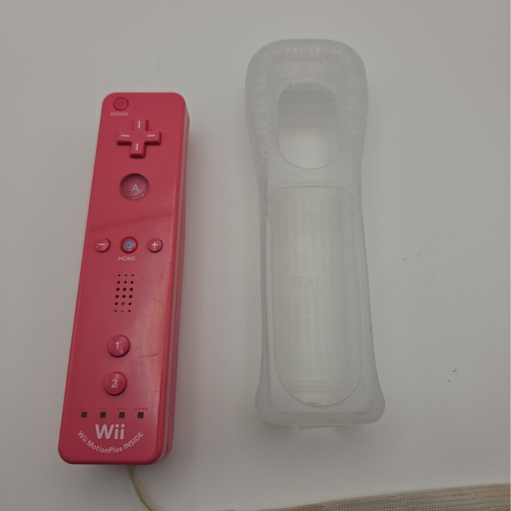 Pink Wii Nintendo Motion Plus Controller With Sleeve And Strap Tested
